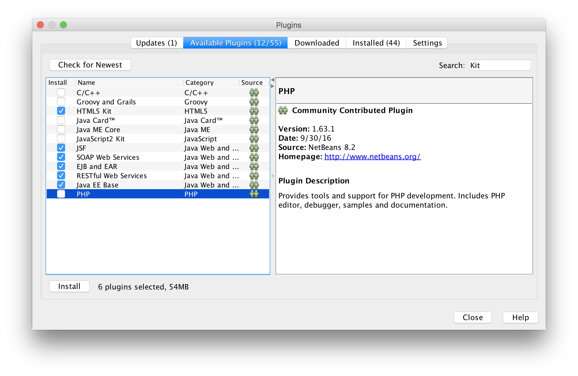 NetBeans 8.2 update center